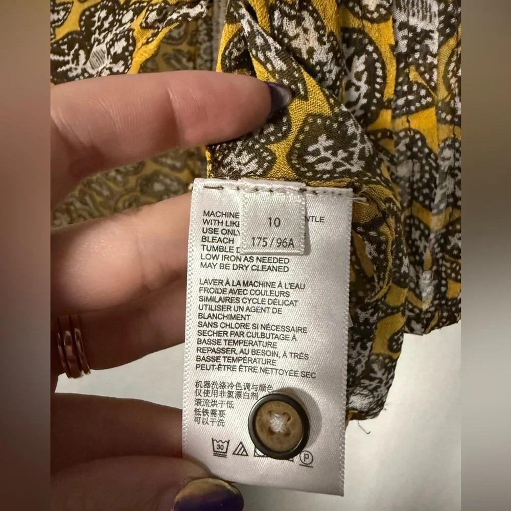 By Anthropologie Sleeveless Yellow and Brown Floral Crochet Bardot Blouse US 10 - Picture 15 of 16